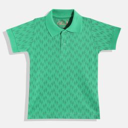 GOJI Boys Sea Green Printed Polo Collar T-shirt-image-95