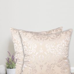 Home Cream-Coloured & Silver-Toned Set of 2 Ethnic Motifs Square Cushion Covers-32