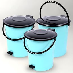 Kuber Industries Green & Black 3 Pieces Pedal Dust Bins 10 L-17