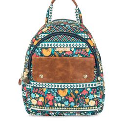 Chumbak Women Teal Blue Geometric Backpack-20