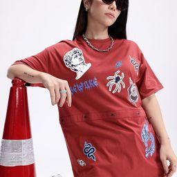 Kook N Keech Printed Drop-Shoulder Sleeves Oversized T-shirt-picture-45