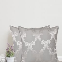 Home Grey & Silver-Toned Set of 2 Ethnic Motifs Square Cushion Covers-24