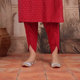 Sangria Geometric Printed Regular Thread Work Kurta with Dhoti Pants image 4