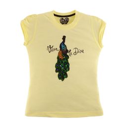 FEMEA Girls Yellow Self Design Sequence Pure Cotton Top-image-33