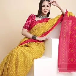 RATAN Geometric Printed Pure Cotton Saree-image-71