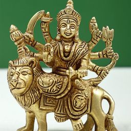 Exotic India Gold Toned Goddess Durga Religious Statue Showpiece-image-44