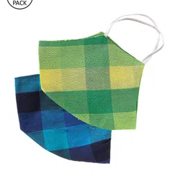 PANASH Unisex 2 Pcs Checked 2-Ply Anti-Bacterial Reusable Outdoor Masks-13