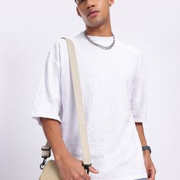 glitchez Trendsetting Texture Drop-Shoulder Sleeves Relaxed Fit Pure Cotton T-shirt-image-14