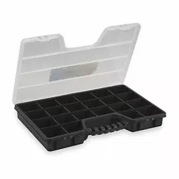 Westward Adjustable Compartment Box Closure Type Double Latch Black Electrostatic Discharge, 2HFR8-21