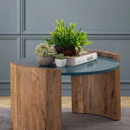 Metalsmith Blue Round Wooden Coffee Table-image-44