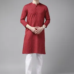 See Designs Men Ethnic Motifs Printed Pure Cotton Kurta With Pyjamas-picture-55
