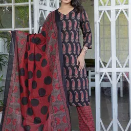 KALINI Women Floral Printed Regular Pure Cotton Kurti with Trousers & With Dupatta-42