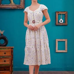 Jyoti Women White Polka Dots Crepe Dress-image-48