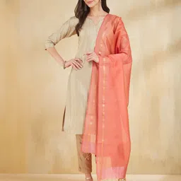 Fabindia Ethnic Motifs Woven Design Cotton Silk Dupatta-picture-33