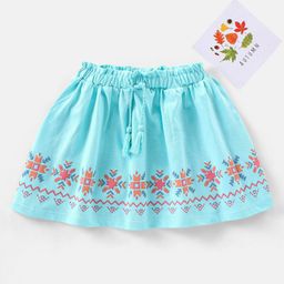 Babyhug Cotton Mid Thigh Skirt Chevron Print - Blue-image-97