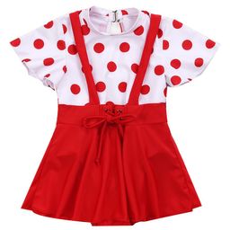 Babyhug Half Sleeves Frock Swimsuit Polka Dots Print - Red-picture-41