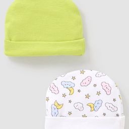 Ben Benny Baby Cap Cloud Print Pack Of 2 Green & White - Diameter 9 cm-17