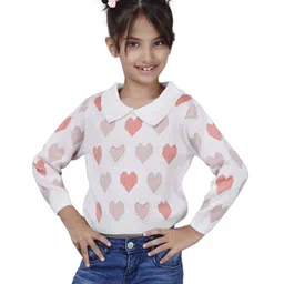 JoE Hazel Full Sleeves Pearl Embellished Heart Design Pullover Sweater - Multi Colour-picture-43