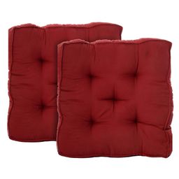 Pumpum Ultra Soft Square Dining Chair Sofa Floor Seat & Back Cushions with Ties Set Of 2 - Maroon-2