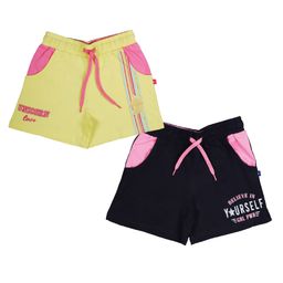 3PIN Pack Of 2 Unicorn & Believe In Yourself Text Printed Shorts - Black & Yellow-image-67