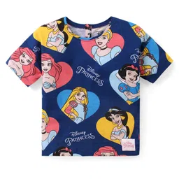 Babyhug Disney 100% Cotton Knit Half Sleeves T-Shirt with Disney  Princess  -  Navy Blue-picture-20