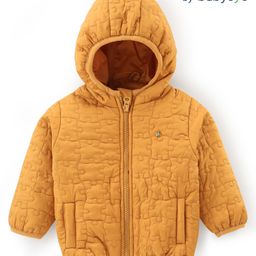 Babyoye Woven Full Sleeves Padded Hooded Jacket with Quilted Design & Solid Colour - Orange-image-89
