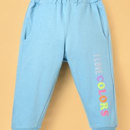 Zero Knit Full Length Fleece Pant with Text Print - Light Blue-picture-15