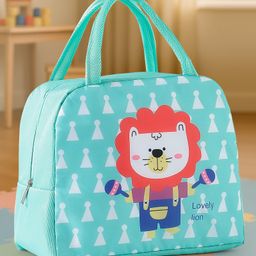 Lunch Box Bag with Lion Print - Light Blue-image-56
