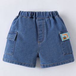 Mark & Mia Denim Washed Shorts with Patch Detailing - Blue-image-38