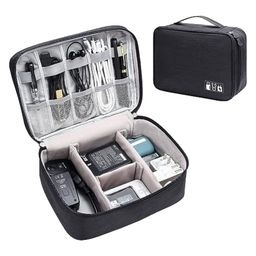 Uninest Universal Travel Accessories Organizer Bag for Cables, Chargers, Plugs, Phone, Tablet, and Hard Disk, Compact Design (Black)-image-2