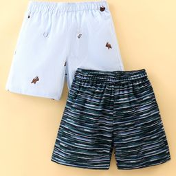 Rikidoos Cotton Pack Of 2 Striped & Abstract Printed Boxers - Light Blue & Multi Colour-image-85