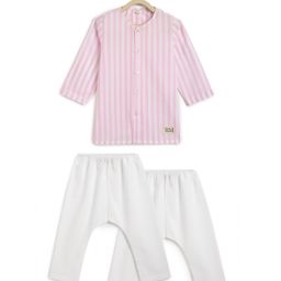 Tiber Taber 100% Cotton Woven Full Sleeves Striped Kurta & Pyjamas Set - Pink-picture-13
