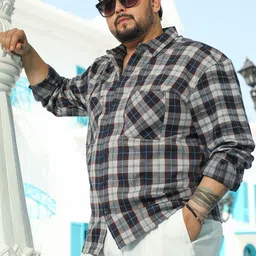 Instafab Plus Men Comfort Tartan Checked Cotton Casual Shirt-image-40