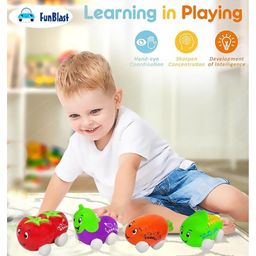 FunBlast Pull Push Vehicles Toys  Set of 4 Vegetables on Wheels Multicolor image 2