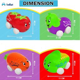 FunBlast Pull Push Vehicles Toys  Set of 4 Vegetables on Wheels Multicolor image 3
