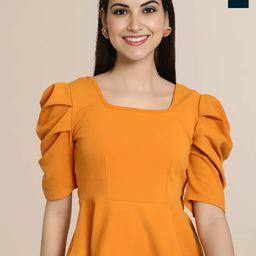 Mast & Harbour Women Solid Puff Sleeve Regular Top-image-42
