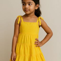 EARTHY TWEENS Marigold Tie-Up Tier Dress-image-10