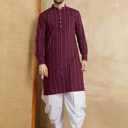 Inddus Men Woven Design Kurta with Dhoti Pants-image-91