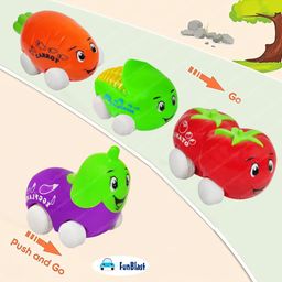 FunBlast Pull Push Vehicles Toys  Set of 4 Vegetables on Wheels Multicolor image 5