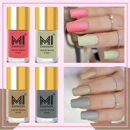 MI FASHION Set of 4 Smooth Velvet Matte Long Lasting Nail Polish - 9.9ml each-8