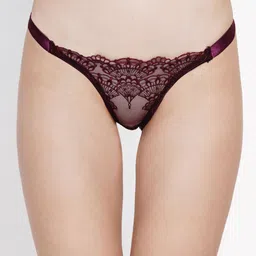 EROTISSCH Women Purple Lace Self Design Low-Rise Thongs AIP-19E-44