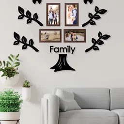 RANDOM Set Of 4 Solid Family Tree Collage Photo Frames With 9 Plaques image 1