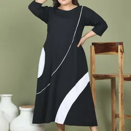 theRebelinme Women Plus Size Colourblocked A-Line Midi Dress-image-81