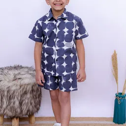 UNBIND Boys Printed Cotton Shirt with Shorts Clothing Set-image-65
