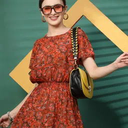 EVERYDAY by ANI Print Chiffon Fit & Flare Dress-image-71