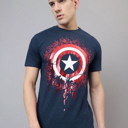 Free Authority Men Captain America Graphic Printed Round Neck Cotton T-shirt-image-80