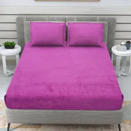 RRC Purple Woolen 300 TC Double Queen Bedsheet with 2 Pillow Covers-2.28 M X 2.54 M-image-15