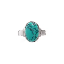 GenZcomplex Silver-Plated Brass Turquoise Finger Ring-73