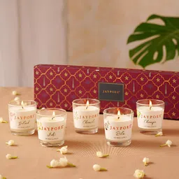 JAYPORE White 5 pieces Jar Candle-image-5