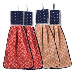 Kuber Industries Red 4 Pcs Printed Microfiber Wash Basin Napkin Towel With Hanging Loops-79